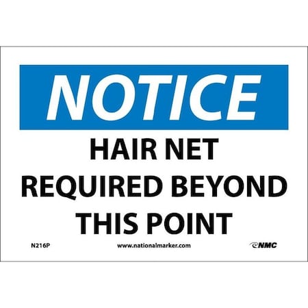 NOTICE, HAIR NET REQUIRED BEYOND